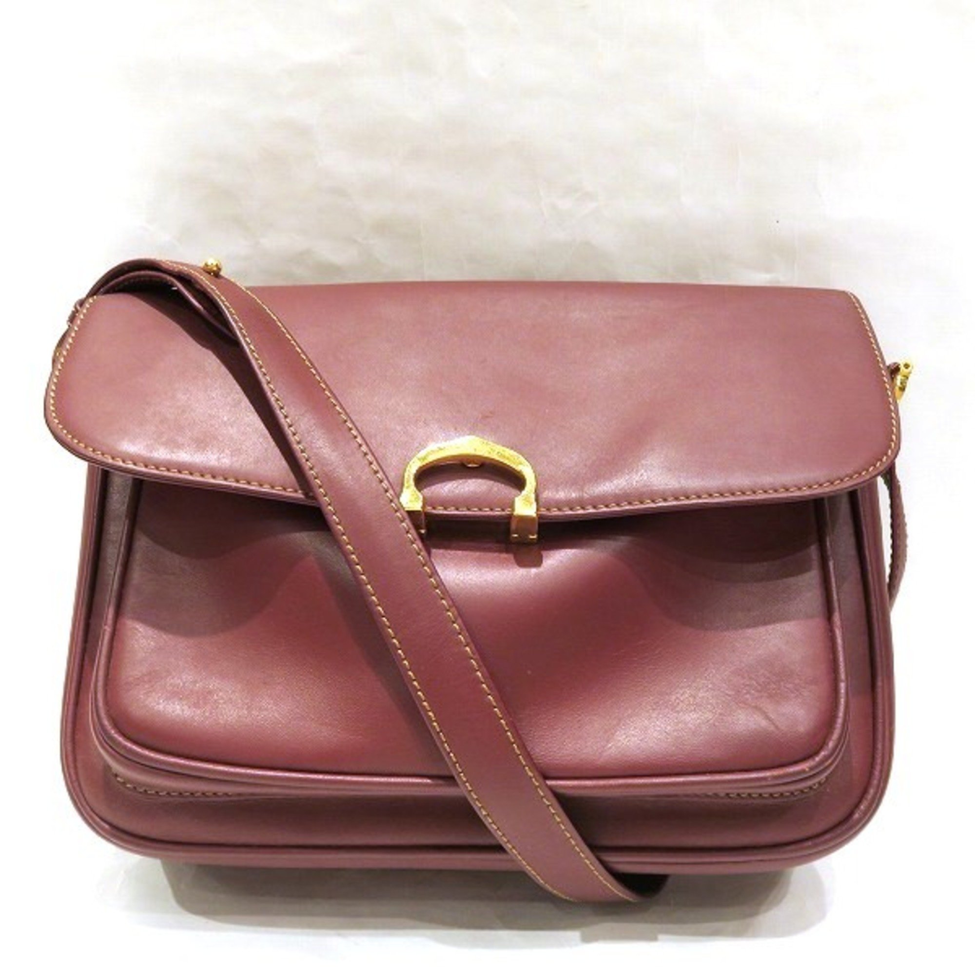 Cartier Mastline Bordeaux Leather Bag Shoulder Women's